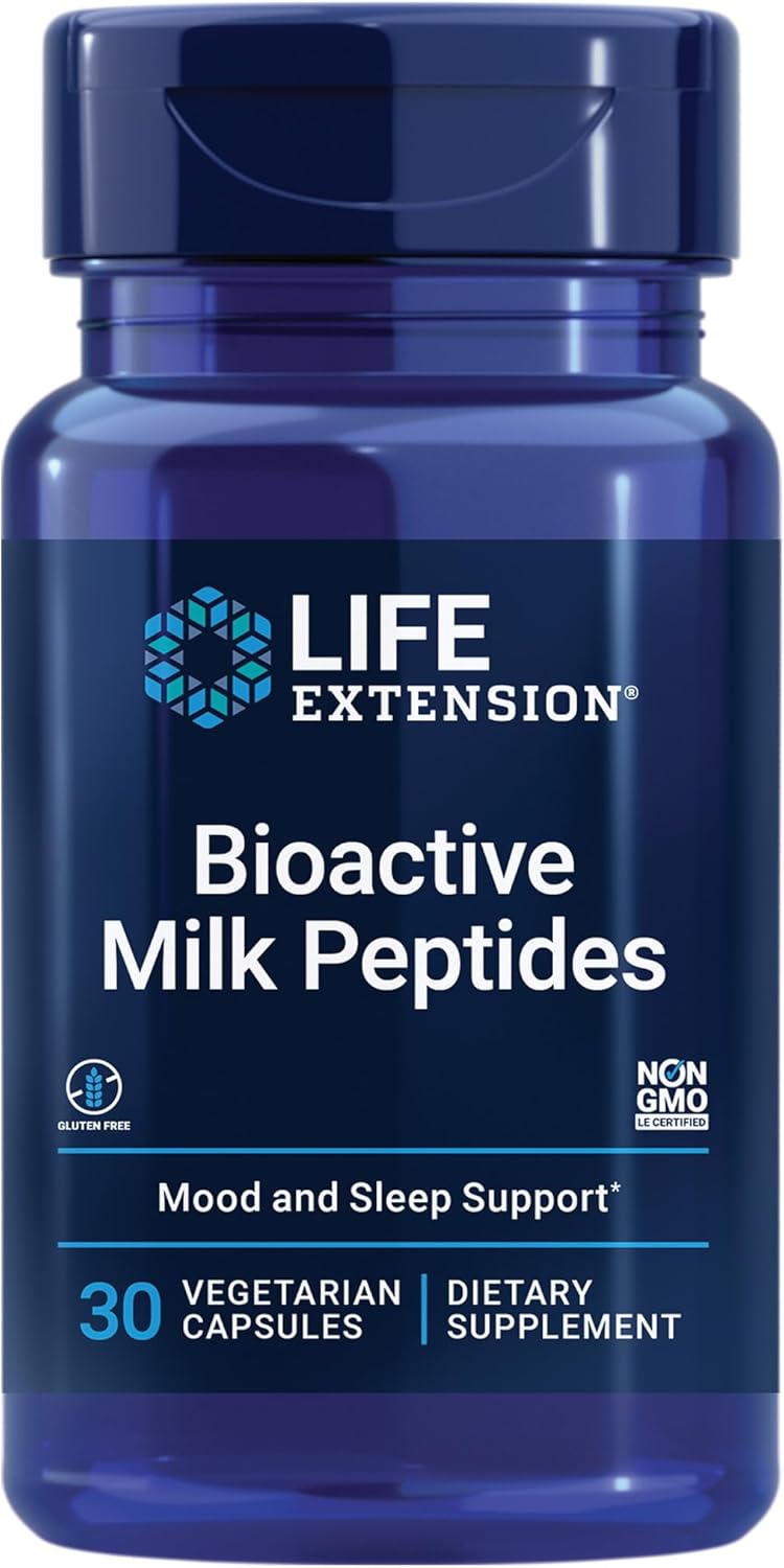 Bioactive Milk Peptides for Relaxation and Healthy Sleep - Gluten-Free, Non-GMO - 30 Vegetarian Capsules