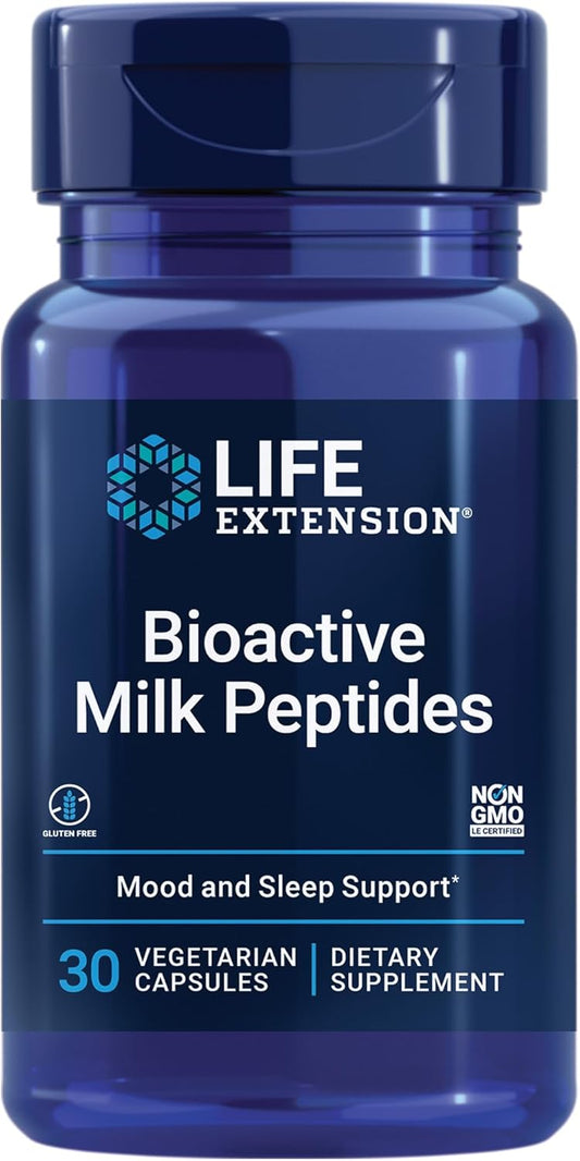 Bioactive Milk Peptides for Relaxation and Healthy Sleep - Gluten-Free, Non-GMO - 30 Vegetarian Capsules