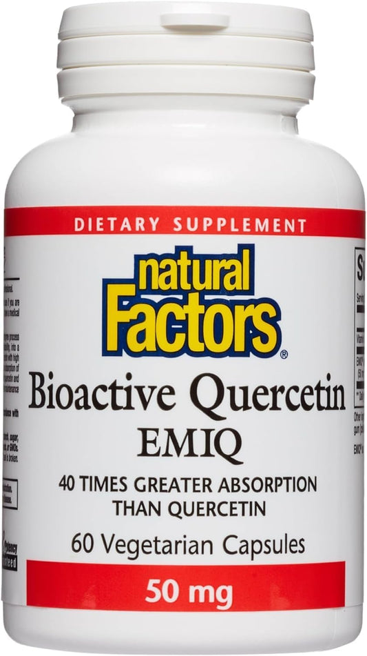 Bioactive Quercetin EMIQ 50 mg with Vitamin C Capsules - Sinus, Heart, and Immune Health Support