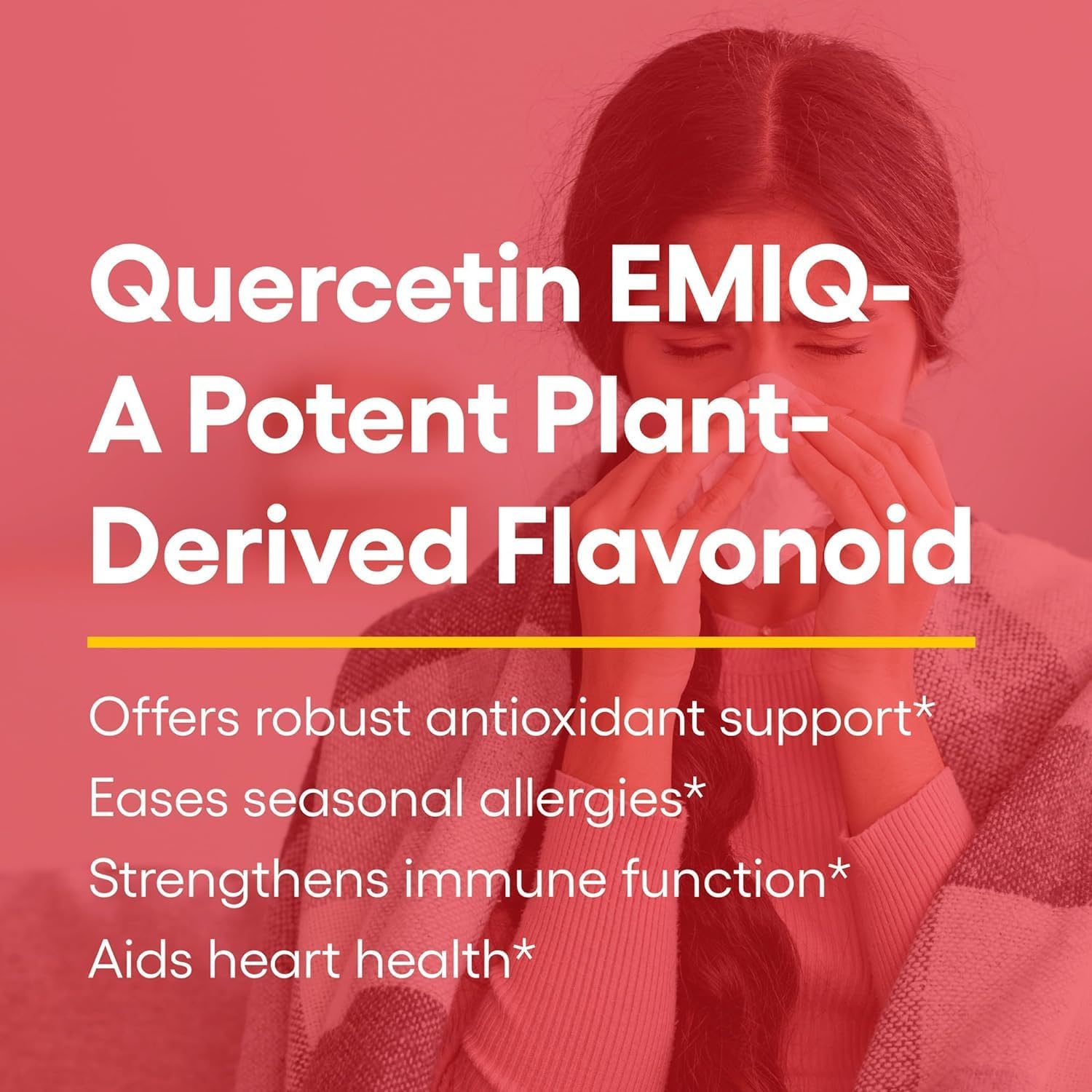 Bioactive Quercetin EMIQ 50 mg with Vitamin C Capsules - Sinus, Heart, and Immune Health Support