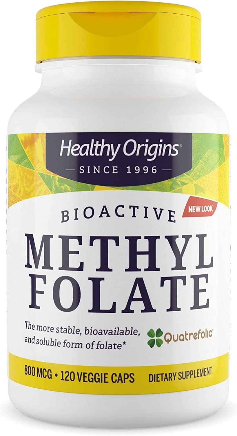 Bioavailable Methyl Folate Supplement with Quatrefolic - 800 mcg - Vegan, Non-GMO, Gluten-Free - 120 Veg Caps