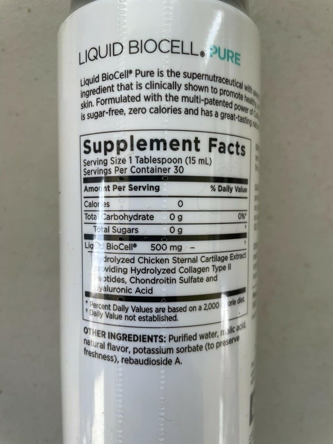 BioCell Pure Liquid Collagen Peptides for Joint Health, Skin Toning, and Elasticity - 15.2 fl oz