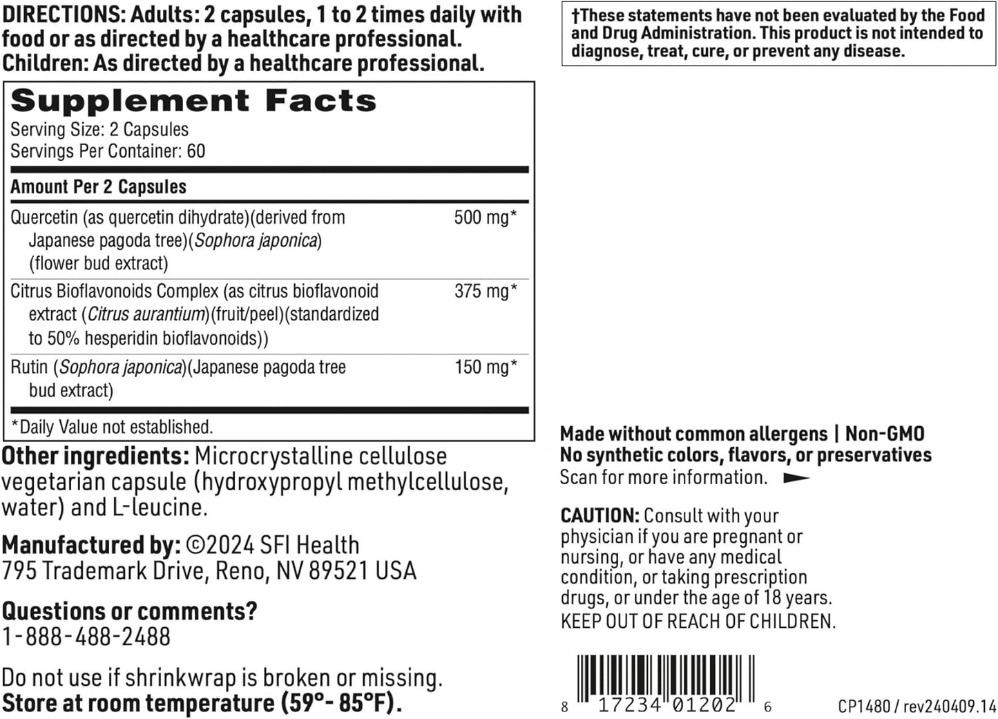 Bioflavonoid Complex Supplement for Immune, Cardiovascular, and Antioxidant Support - 120 Capsules