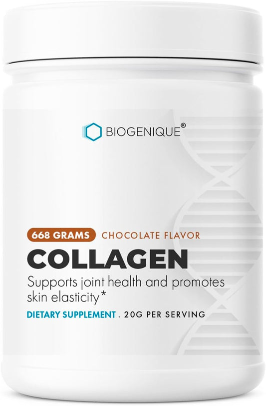 Biogenique Collagen Peptides Powder: Hair, Skin, Nails, Joints Support - Women/Men, 667G Chocolate - Non-GMO, Gluten Free USA Made