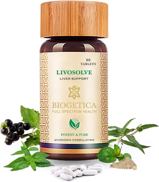 Biogetica Livosolve Herbal Supplement - Comprehensive Liver Support, Cleanse, and Detox - Protects Cells and Enzymes - Vegan and Non-GMO - 80 Tablets