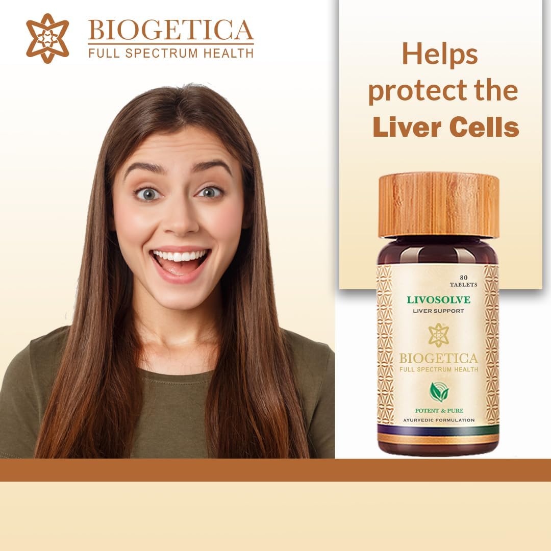 Biogetica Livosolve Herbal Supplement - Comprehensive Liver Support, Cleanse, and Detox - Protects Cells and Enzymes - Vegan and Non-GMO - 80 Tablets