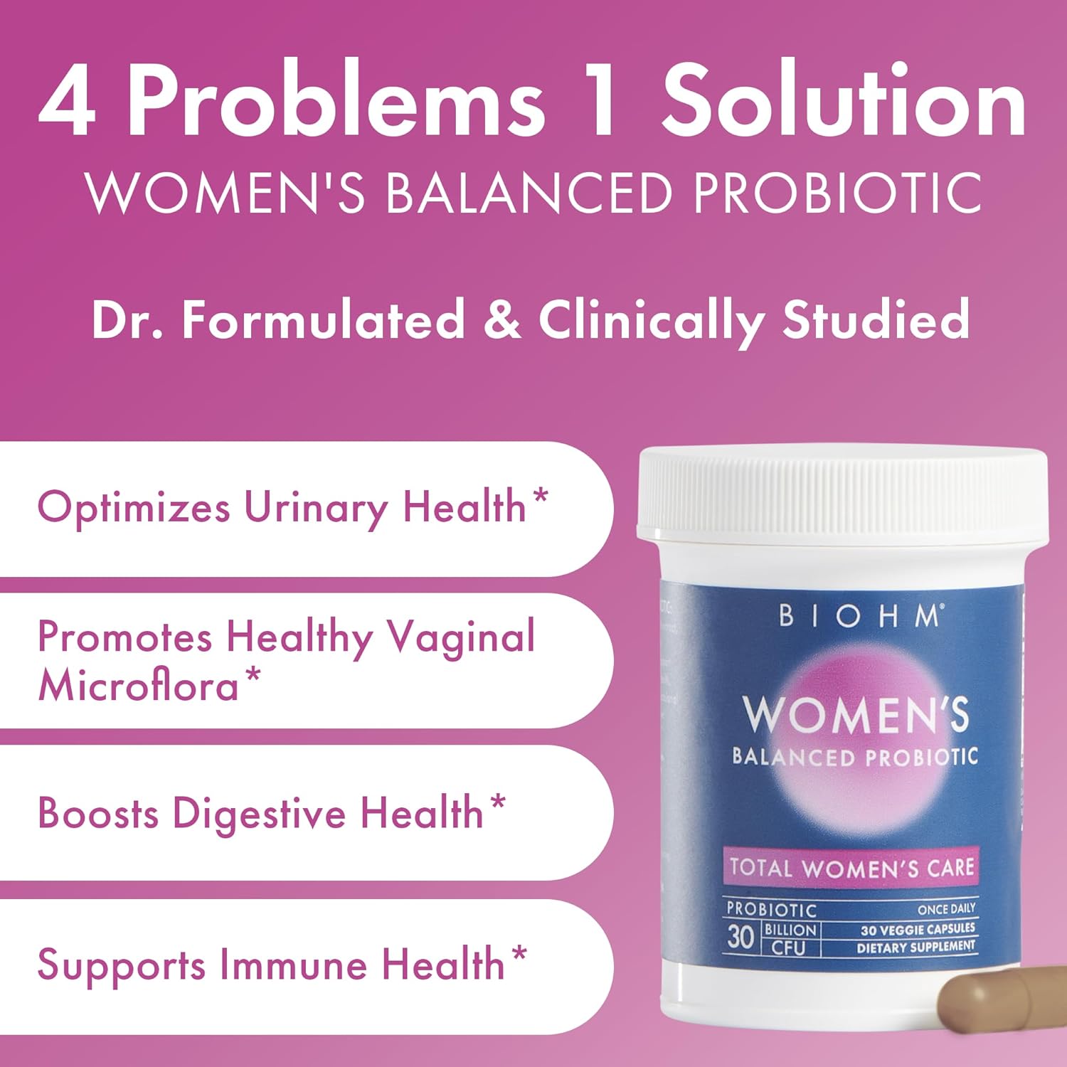 BIOHM Women's Probiotics Bundle: 30 Billion CFU & 210 oz Digestive Reds Powder for Gut & Vaginal Health, Antioxidants, Enzymes, Vitamins