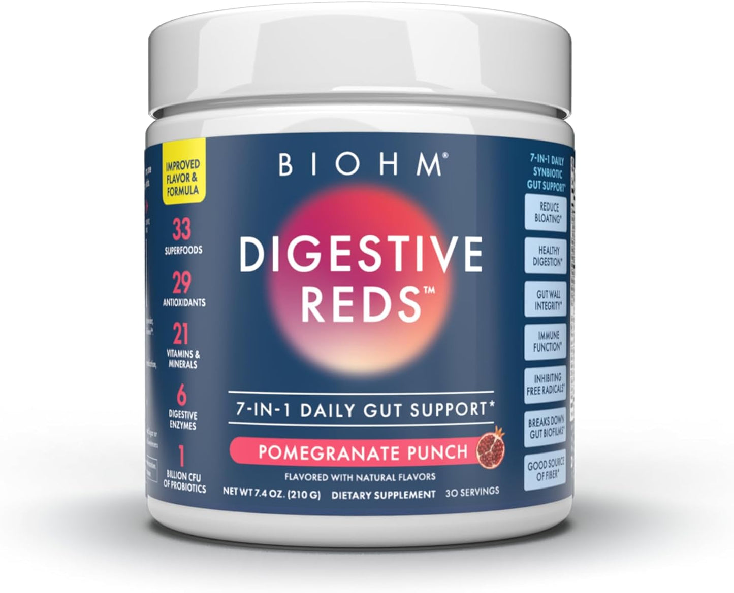 BIOHM Women's Probiotics Bundle: 30 Billion CFU & 210 oz Digestive Reds Powder for Gut & Vaginal Health, Antioxidants, Enzymes, Vitamins