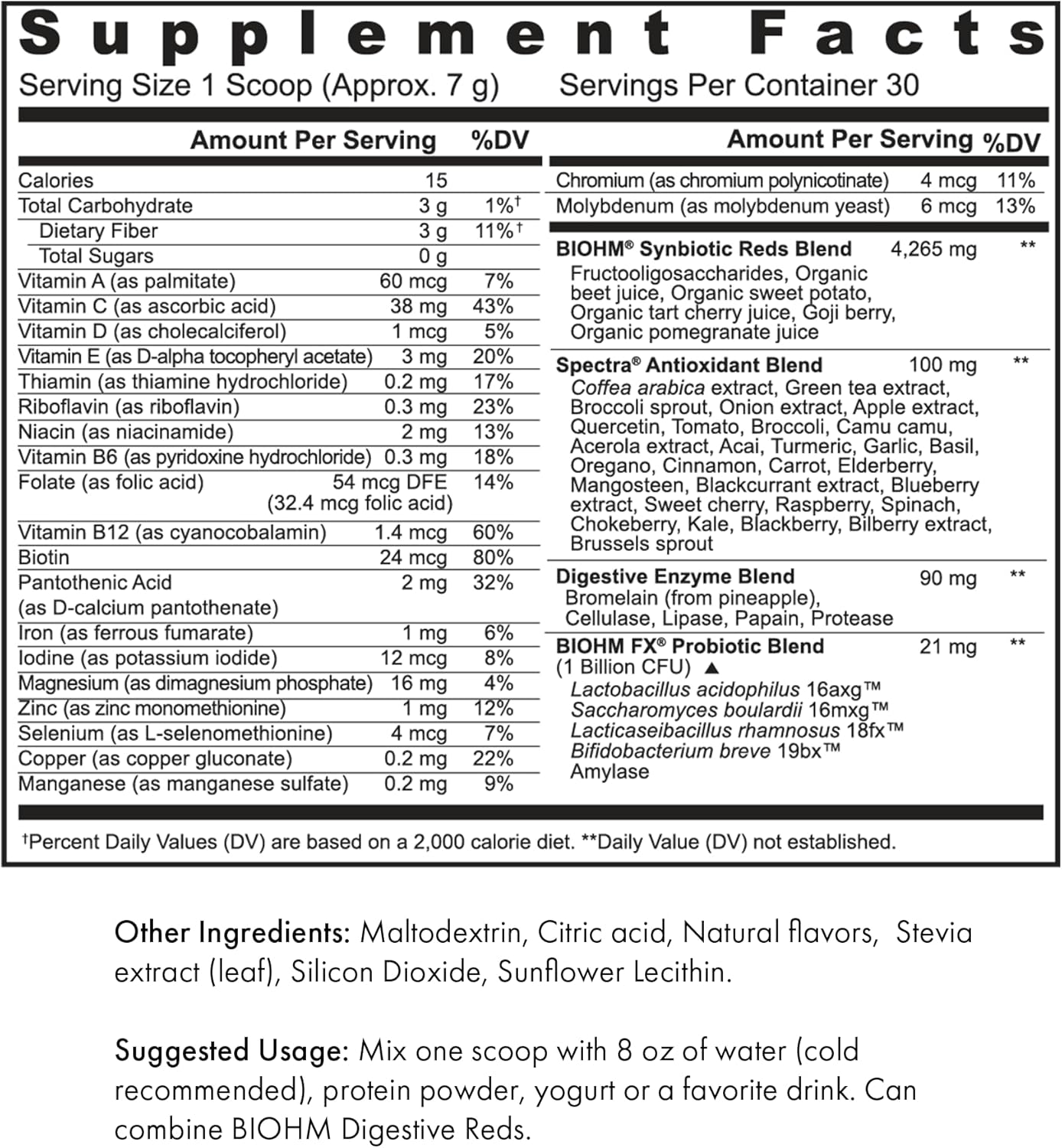 BIOHM Women's Probiotics Bundle: 30 Billion CFU & 210 oz Digestive Reds Powder for Gut & Vaginal Health, Antioxidants, Enzymes, Vitamins