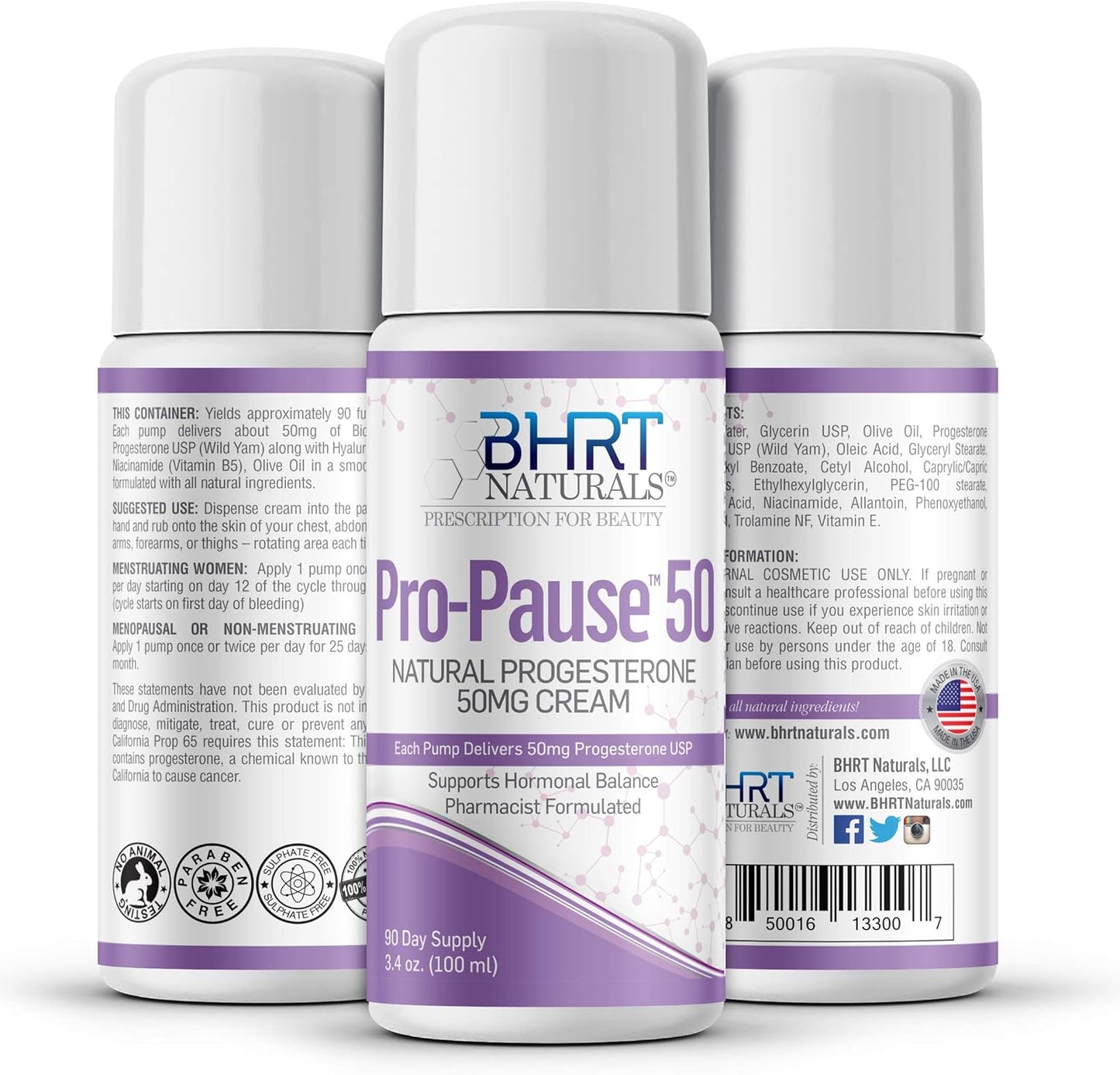 Bioidentical Progesterone Cream 5000mg - 90 Day Supply, USP Natural Menopause Relief - Pharmacist Formulated, Non-GMO - USA Made (1 Bottle)