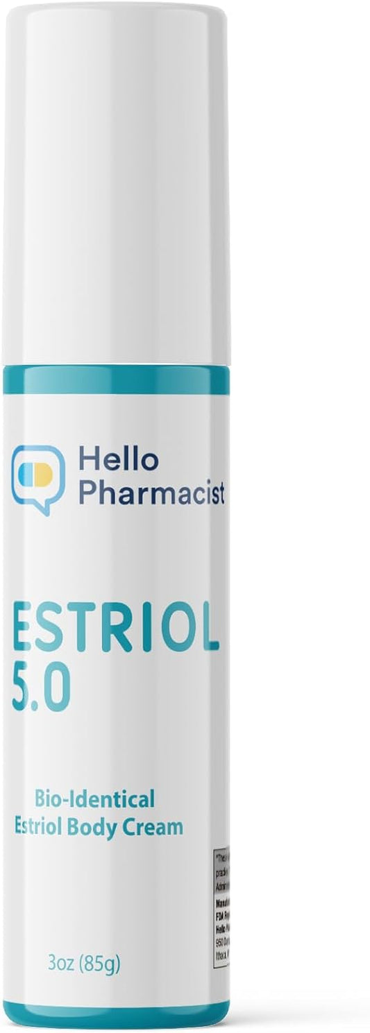 Bioidentical USP Micronized Estriol 5.0 Menopause Relief Cream with Vitamin E & Hyaluronic Acid - 5 mg Estriol - Shea Butter & Moisturizers - 3 oz