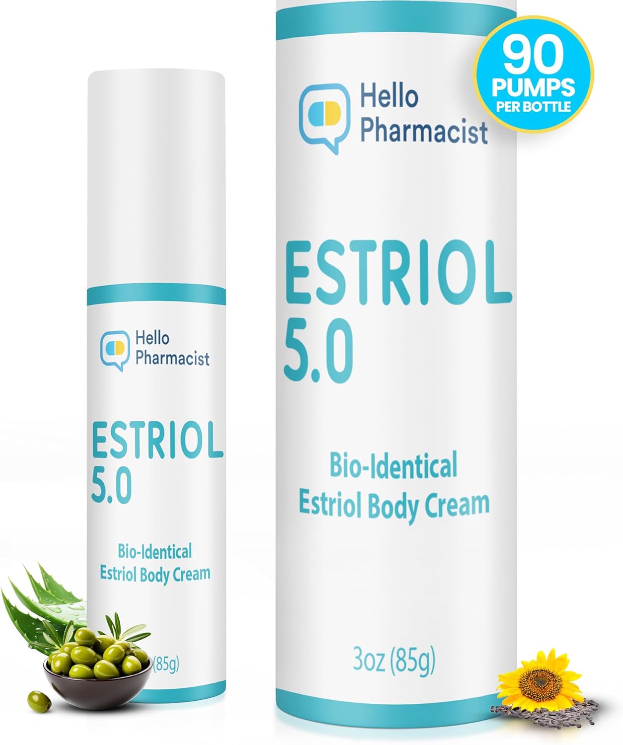 Bioidentical USP Micronized Estriol 5.0 Menopause Relief Cream with Vitamin E & Hyaluronic Acid - 5 mg Estriol - Shea Butter & Moisturizers - 3 oz