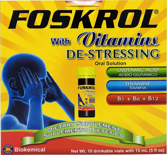 Biokemical DeStressing Vials - 10 Count with B Vitamins and Glutamic Acid