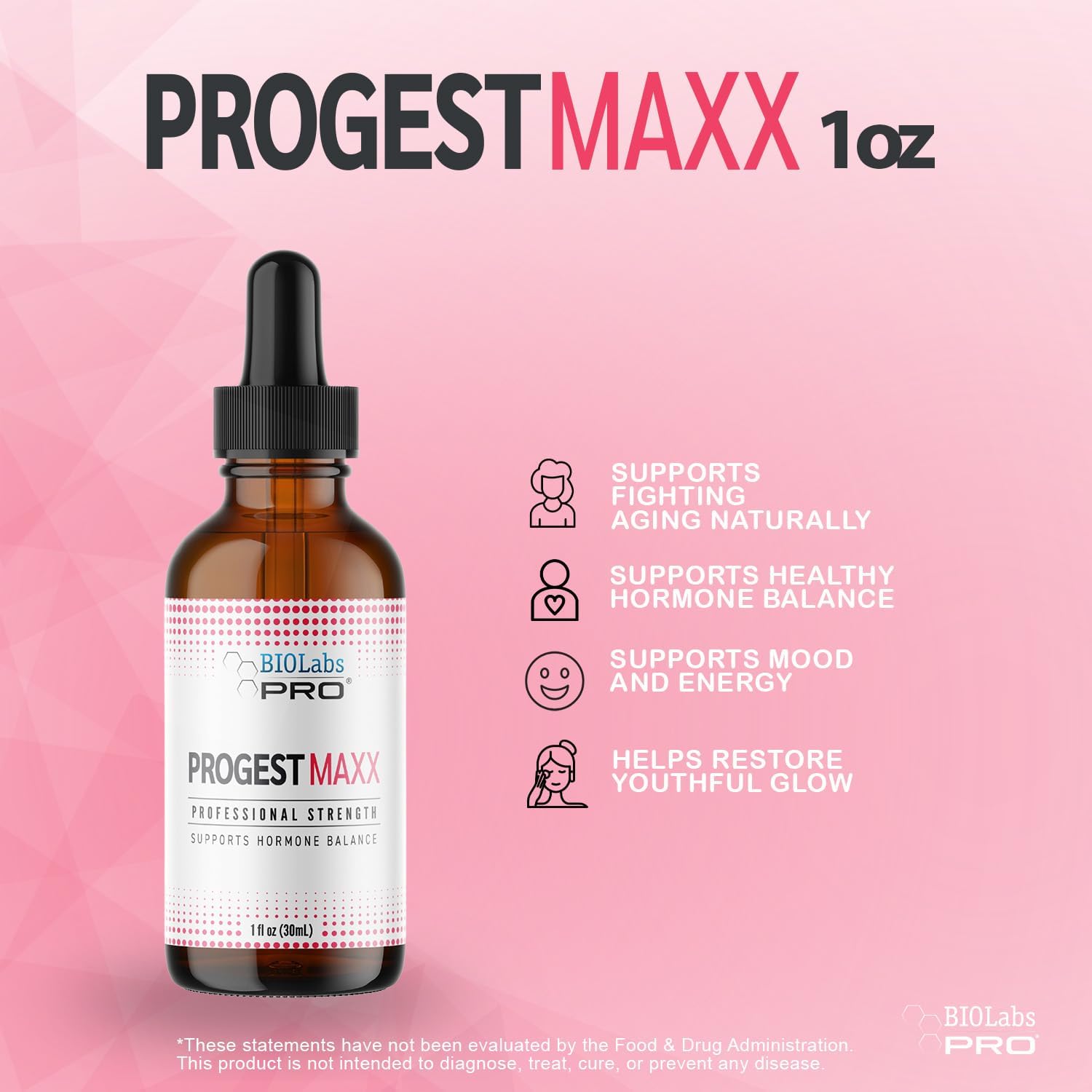 BIOLABS PRO Progest MAXX Natural Progesterone Oil - Menopause Support, 1oz Bottle (3 Month Supply)