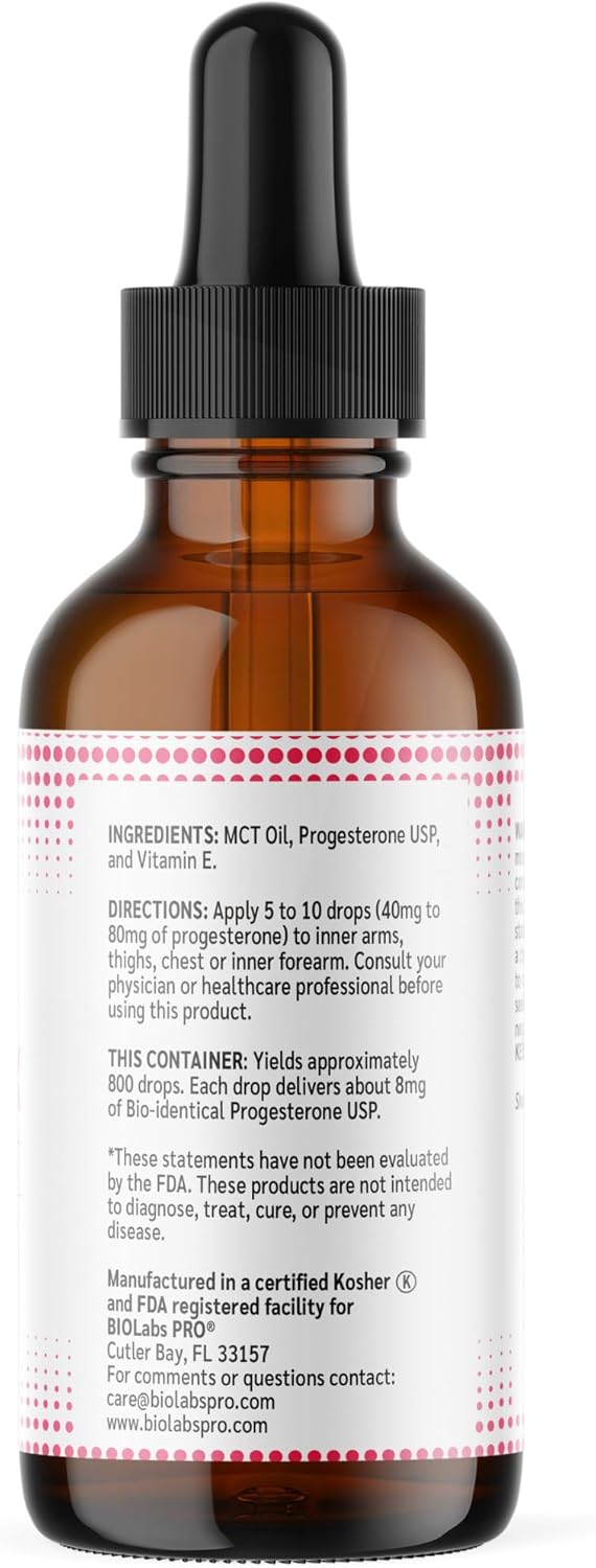 BIOLABS PRO Progest MAXX Natural Progesterone Oil - Menopause Support, 1oz Bottle (3 Month Supply)