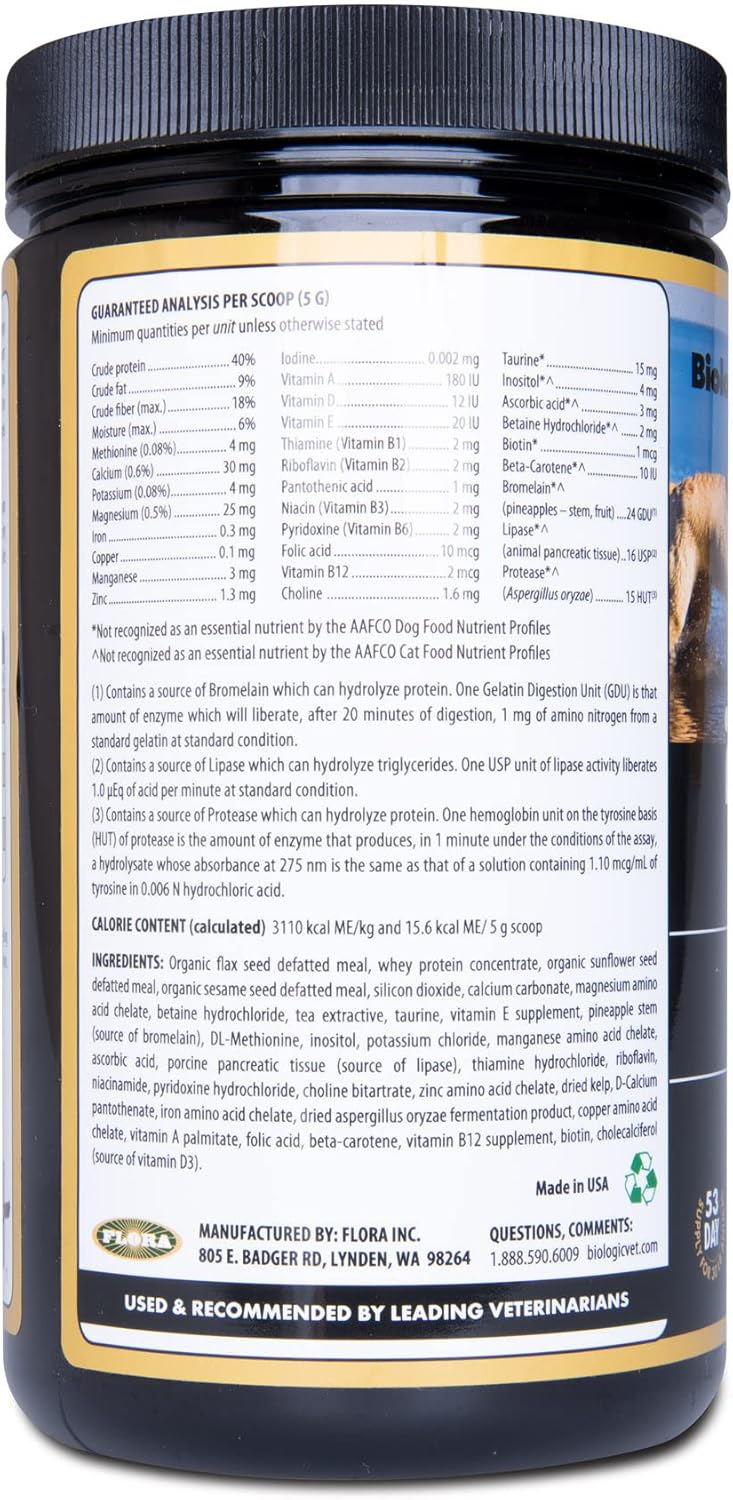 BiologicVET BioVITES Multivitamin Powder for Cats & Dogs, Supports Digestion & Immune System, 53-Day Supply, 30-lb. Animal, 14-oz. Powder