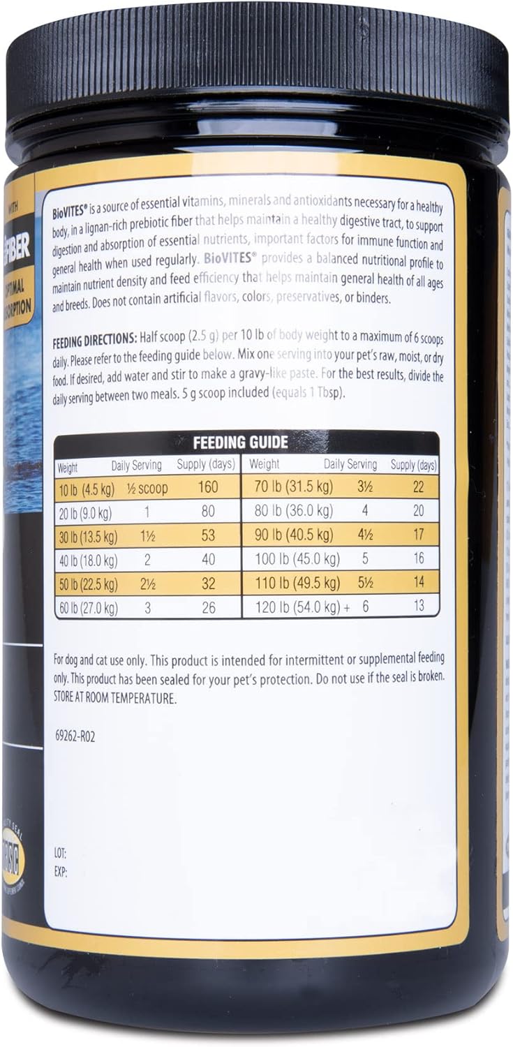 BiologicVET BioVITES Multivitamin Powder for Cats & Dogs, Supports Digestion & Immune System, 53-Day Supply, 30-lb. Animal, 14-oz. Powder