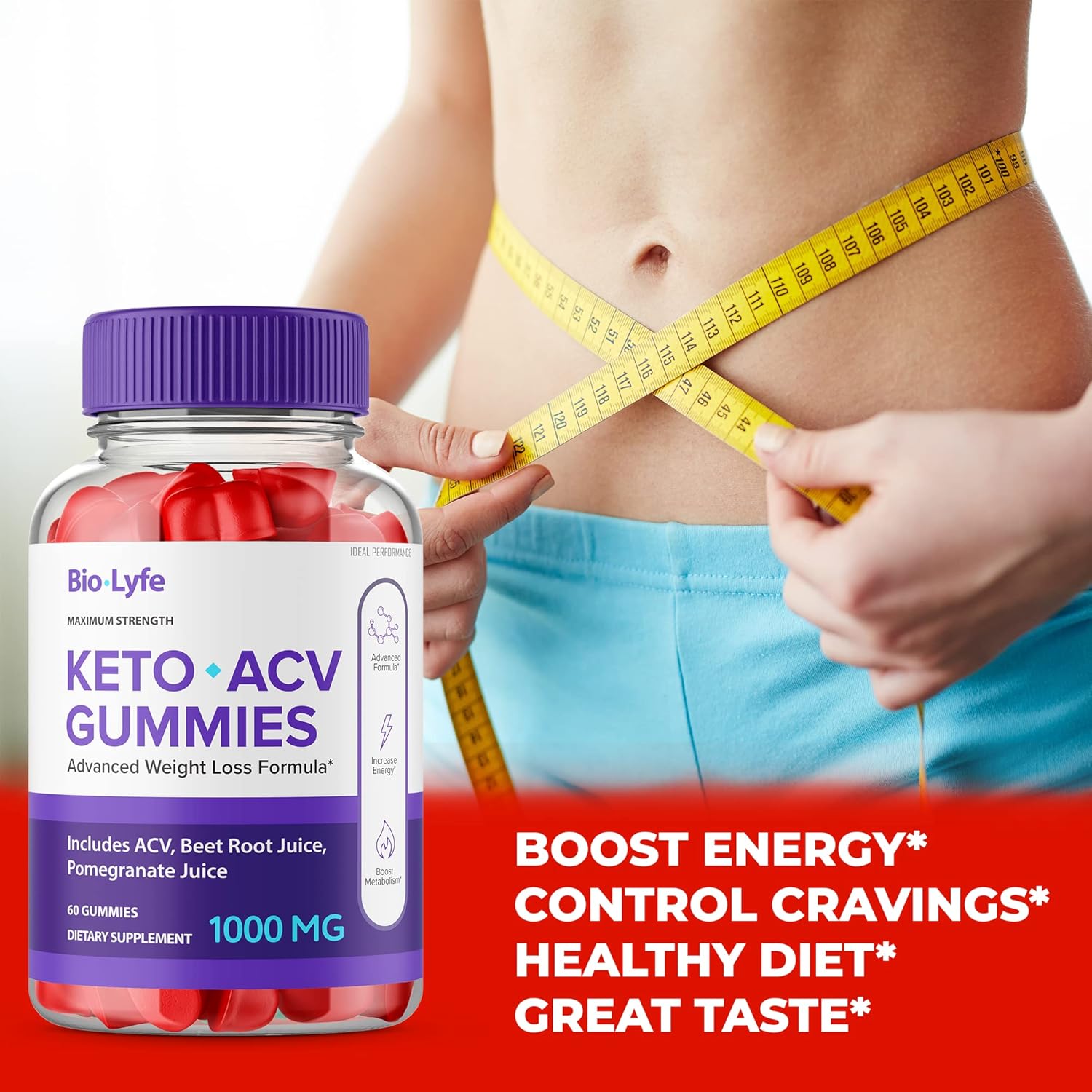 Biolyfe Keto Gummies Bundle with Apple Cider Vinegar - Ideal Performance Formula (60 Gummies)
