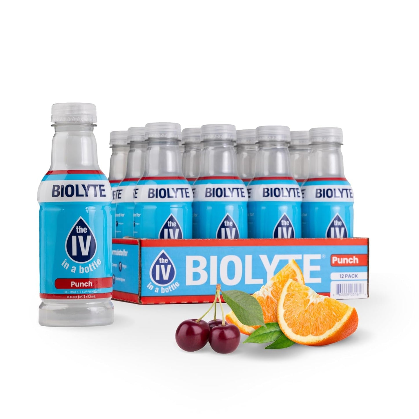 BIOLYTE Electrolyte Drink - Hydration & Energy Sports Drink with Electrolytes, Punch Flavor, 16 Fl Oz (12 Pack)