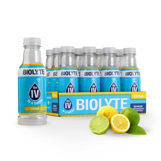BIOLYTE Electrolyte Drink 12-Pack - Citrus Flavored Hydration Beverage with Essential Electrolytes for Sports, Energy & Rehydration, 16 Fl Oz Bottle