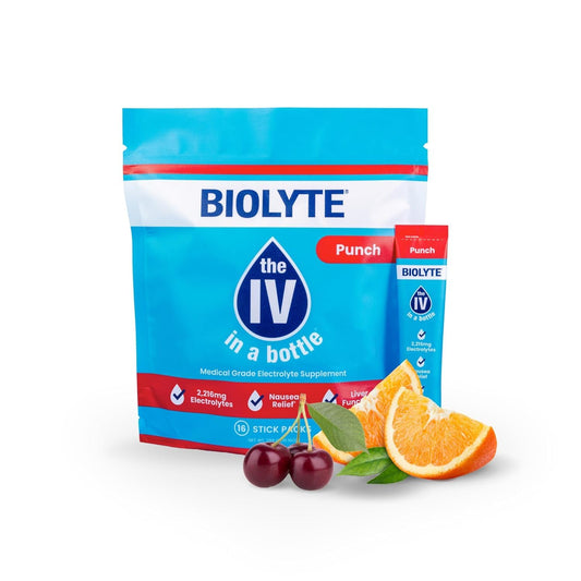 BIOLYTE Punch Electrolyte Powder Packets - Doctor-Developed Hydration Solution for Dehydration Relief - 16 Sticks