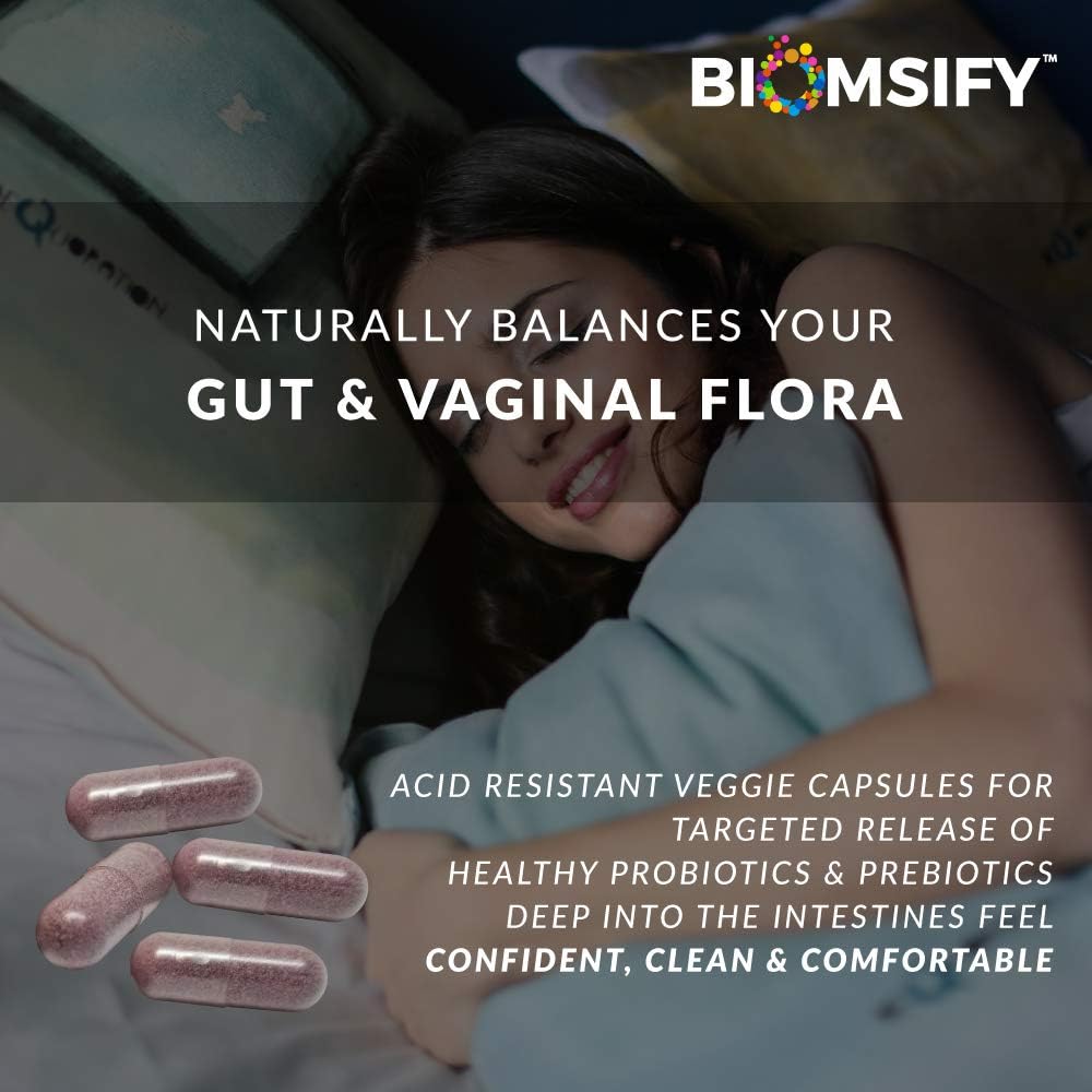 Biom Probiotics Complete Feminine Balance Daily Women's Probiotics with Prebiotics, Organic Cranberry & Pomegranate - 30 Servings