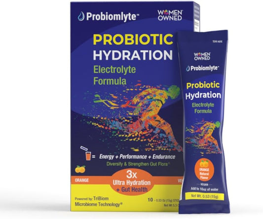 Biom Probiotics Probiomlyte Orange: TriBiom Microbiome Technology for Hydration, Endurance, Performance, Energy, Gut Health
