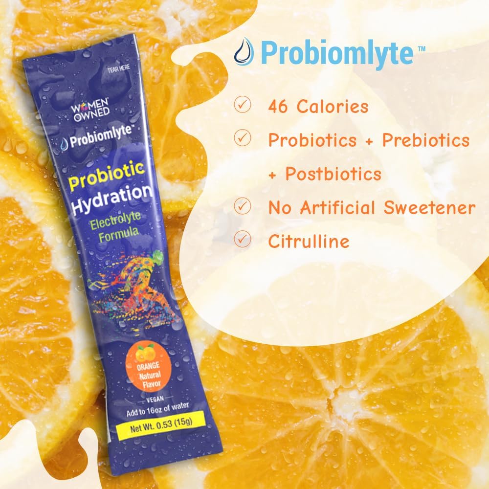 Biom Probiotics Probiomlyte Orange: TriBiom Microbiome Technology for Hydration, Endurance, Performance, Energy, Gut Health