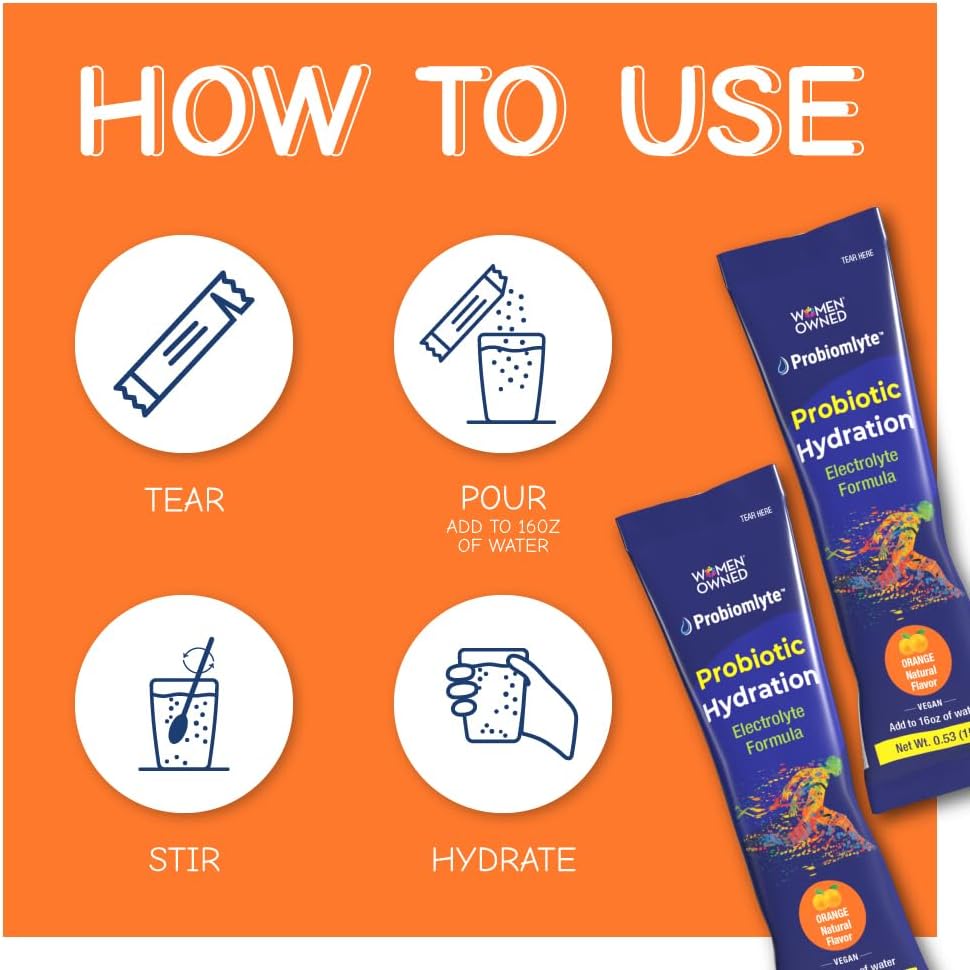 Biom Probiotics Probiomlyte Orange: TriBiom Microbiome Technology for Hydration, Endurance, Performance, Energy, Gut Health
