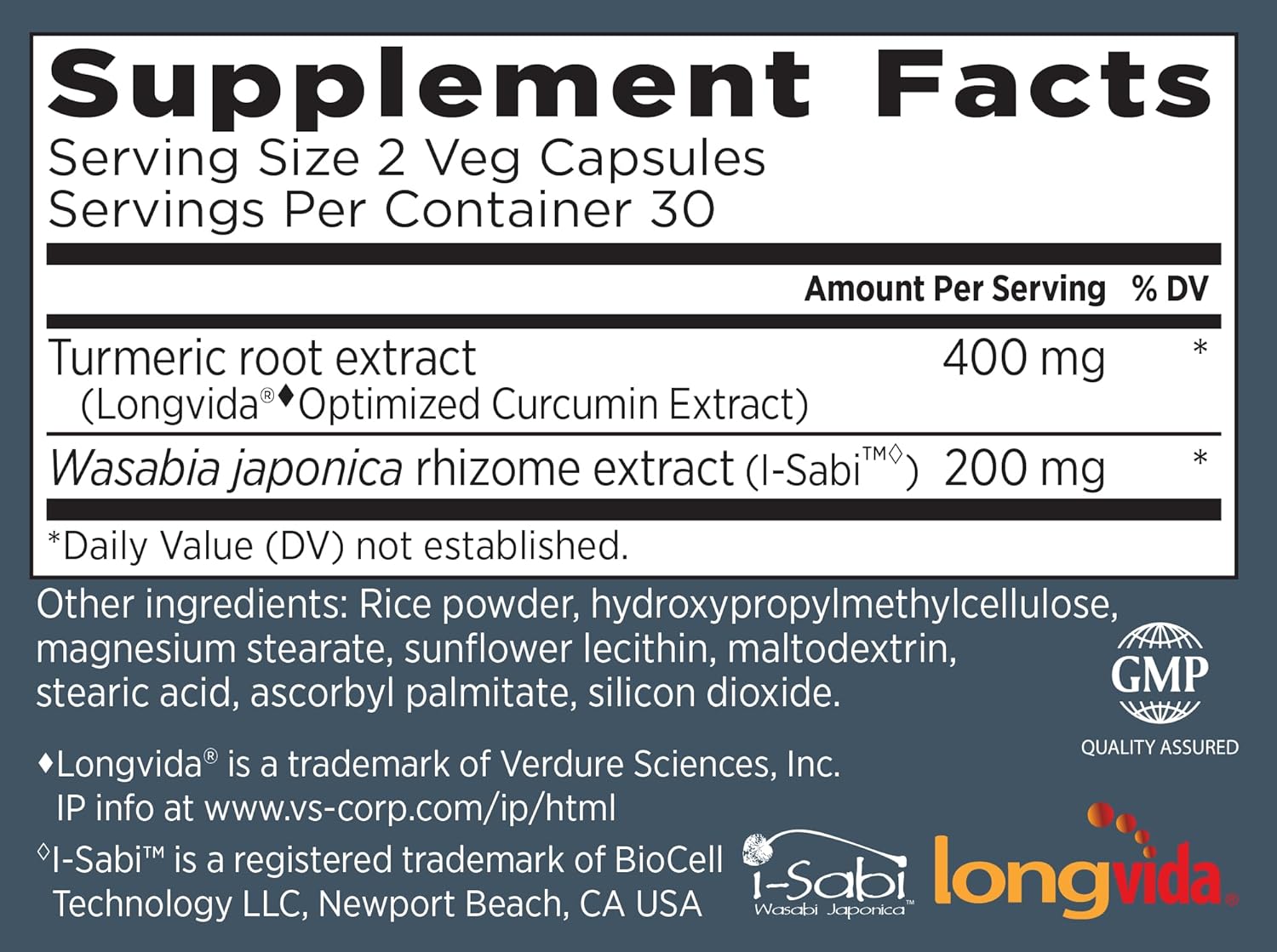 BioMeric Advanced Capsules with Turmeric Curcumin & Wasabi Extracts - 60 Count