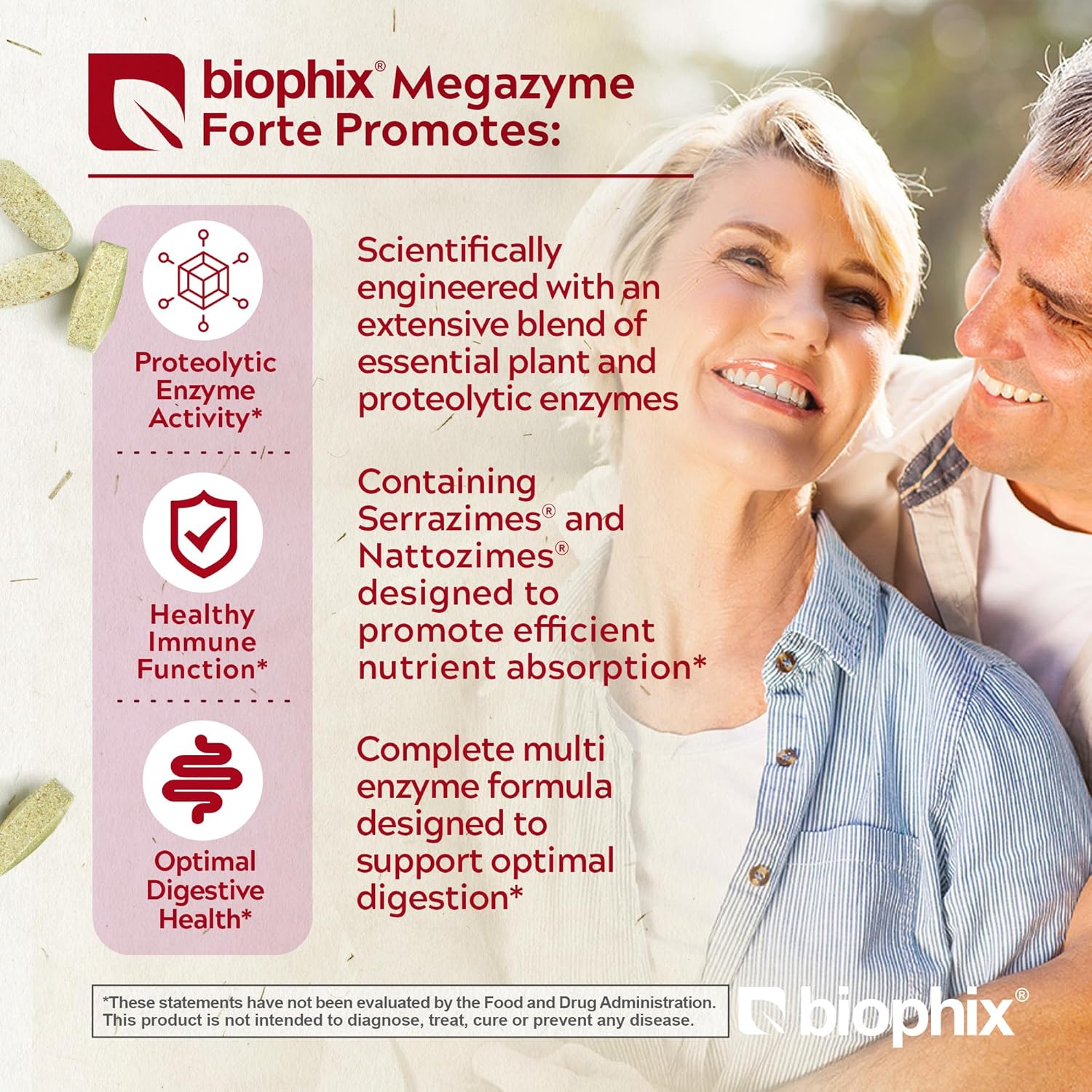 biophix Megazyme Forte 200 Tablets - Plant-Based Enzymes for Digestive and Immune Support