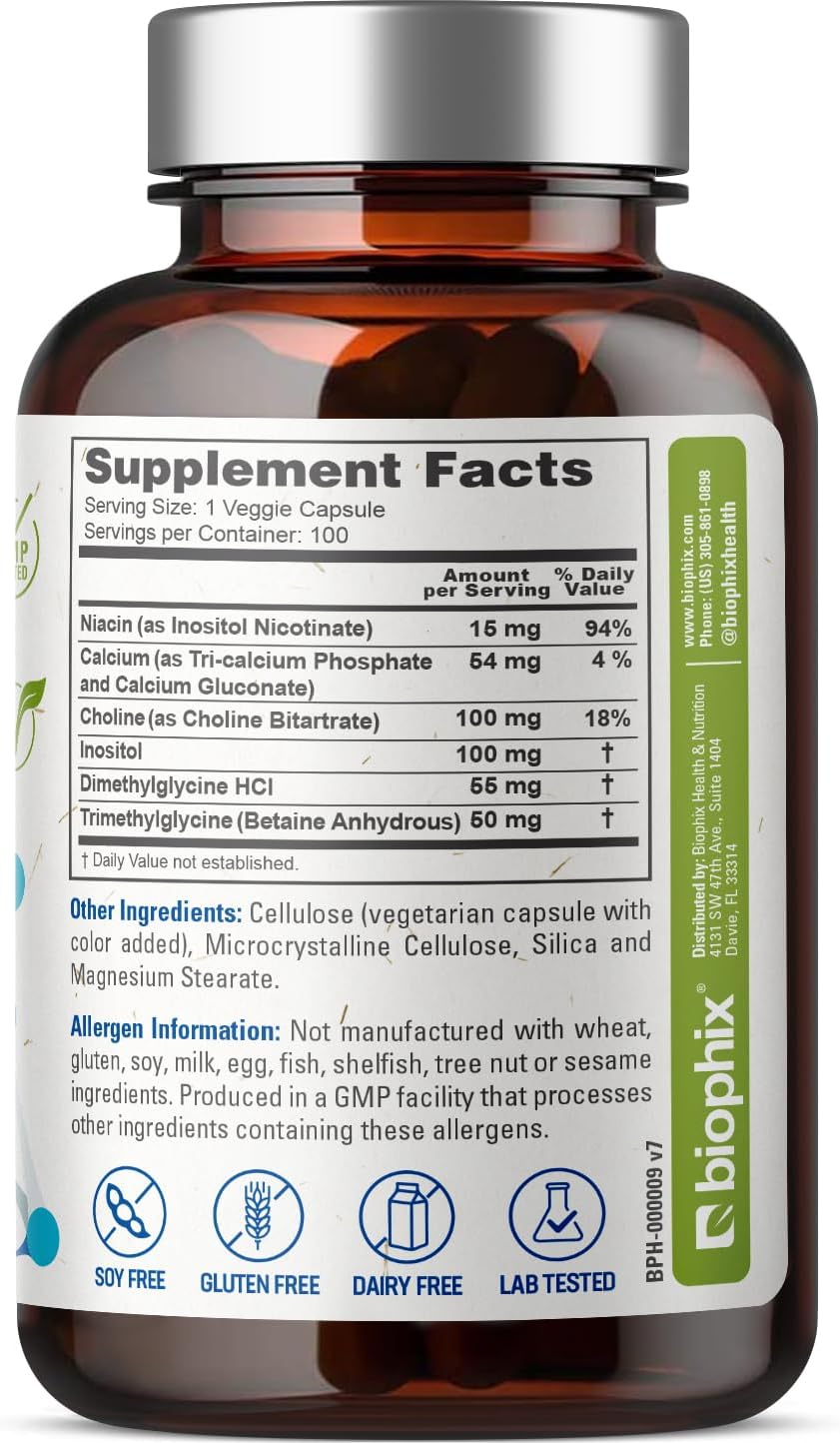 biophix Super B-15 Vcaps - Niacin Calcium Choline Inositol DMG TMG - Boosts Oxygen Energy for Health