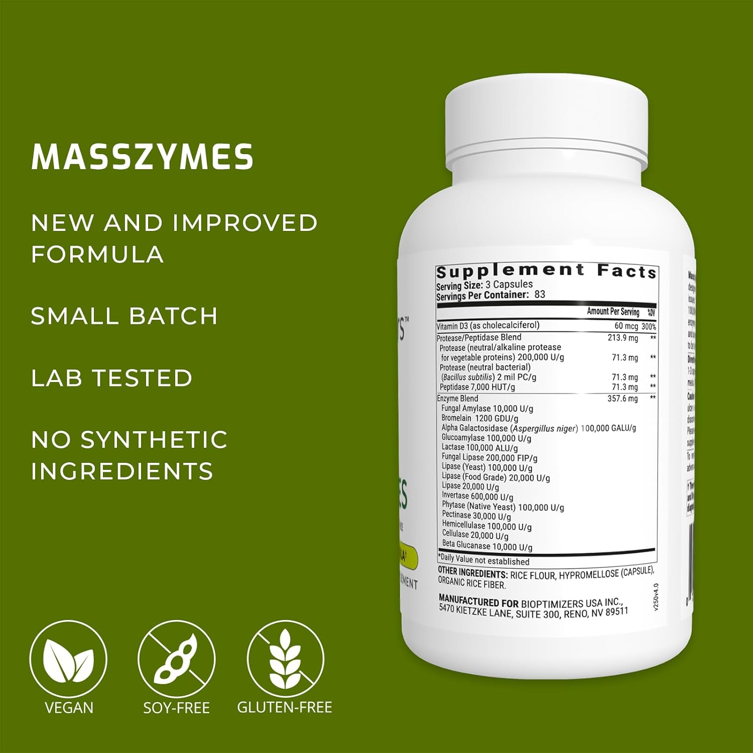 BiOptimizers Magnesium Breakthrough 4.0 & MassZymes 4.0 Bundle - Natural Sleep, Brain, and Digestive Health Support (60 Capsules + 250 Capsules)