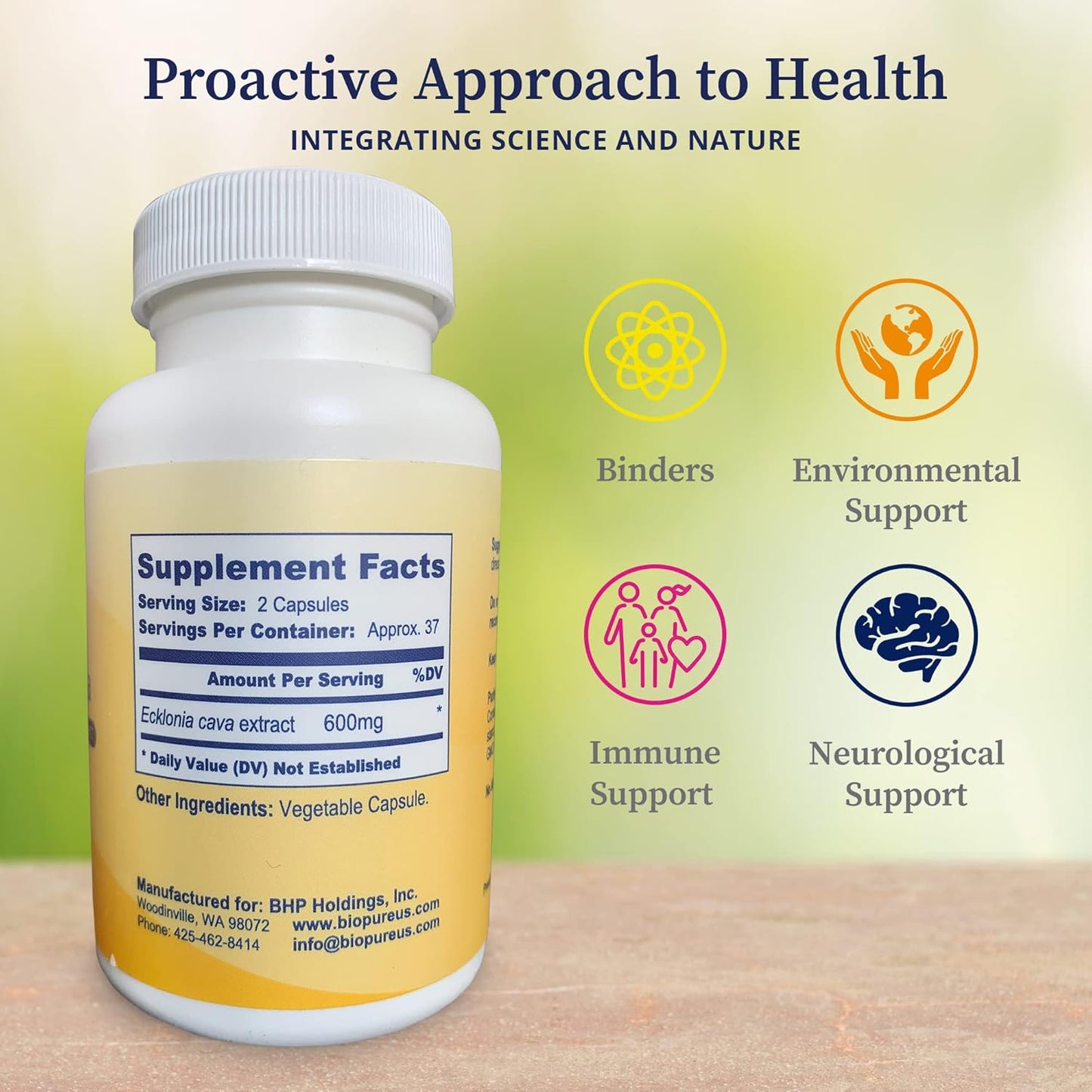 BioPure PC-Ecklonia Cava: Potent Brown Algae Extract with Polyphenols & 71 Trace Minerals for Neurological Support - 75 Capsules