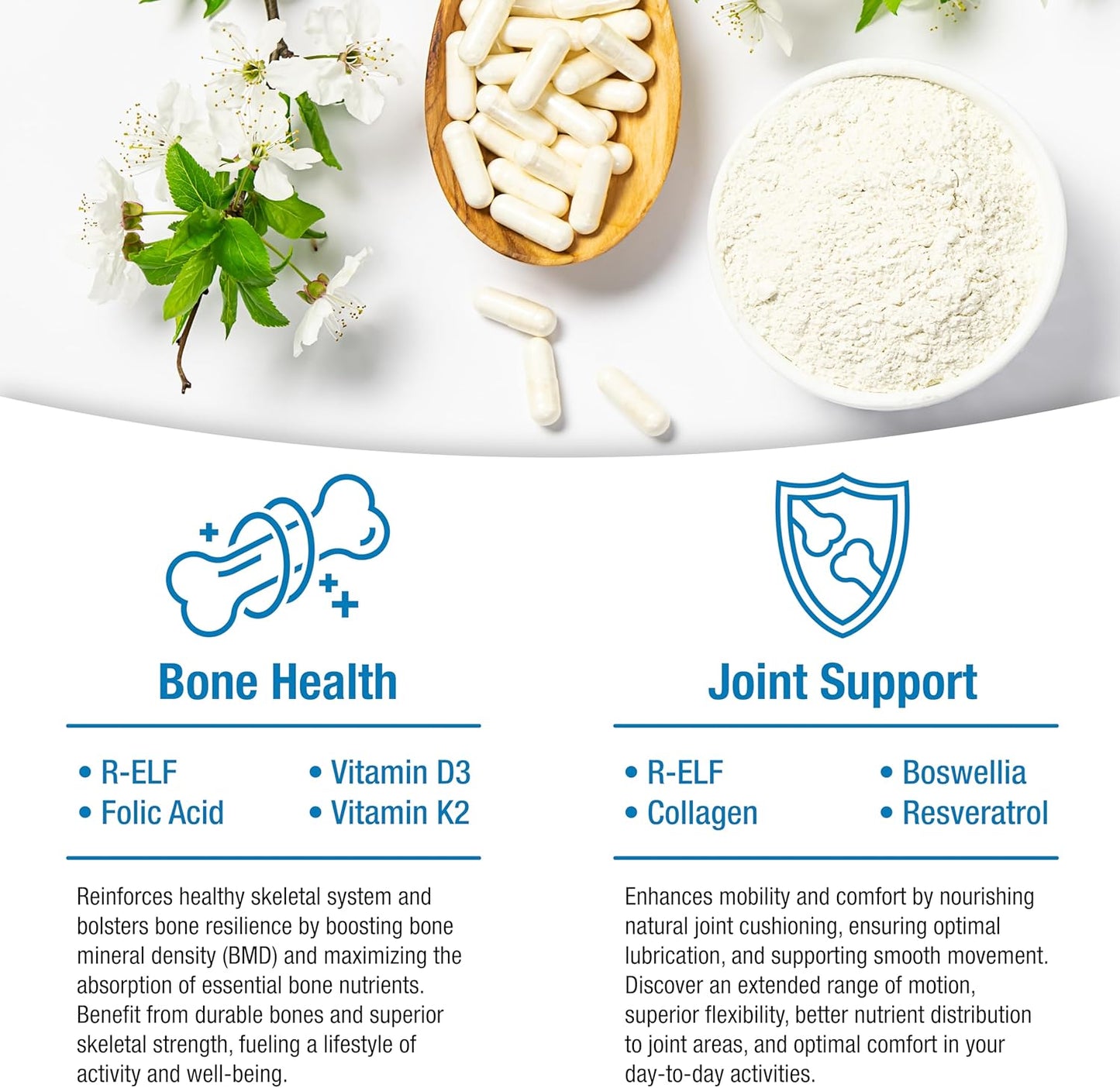 bioQuad OsteoDenx: Supports Healthy Bone Growth and Enhances Joint Flexibility - Lactose-Free, Gluten-Free, Non-GMO (60 Tablets)