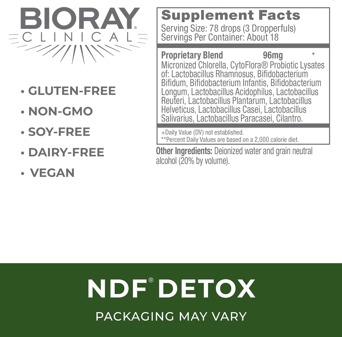 Bioray NDF Liquid Herbal Supplement - 1 fl oz - Non-GMO, Vegetarian, Gluten Free - 18 Servings