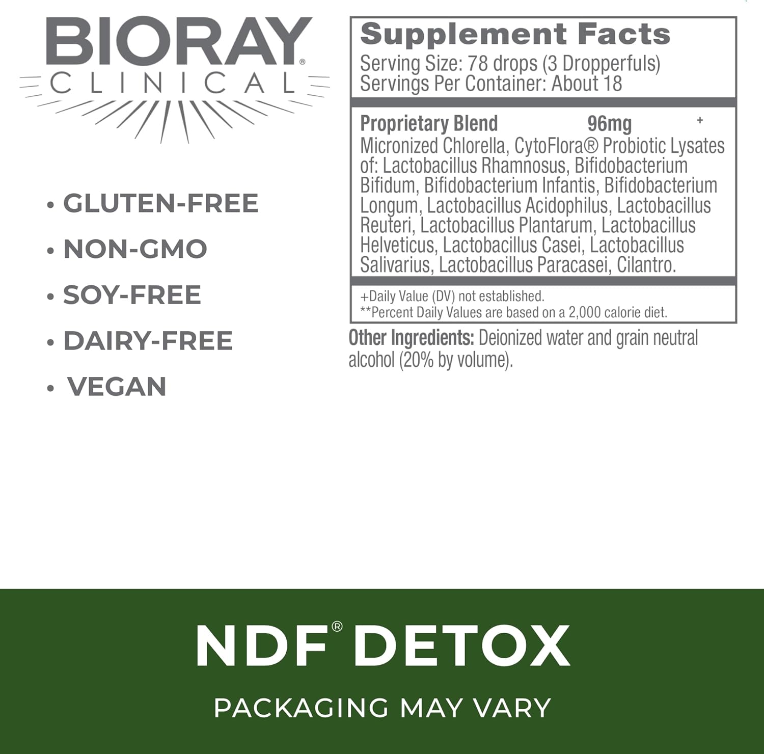 Bioray NDF Liquid Herbal Supplement - 1 fl oz - Non-GMO, Vegetarian, Gluten Free - 18 Servings