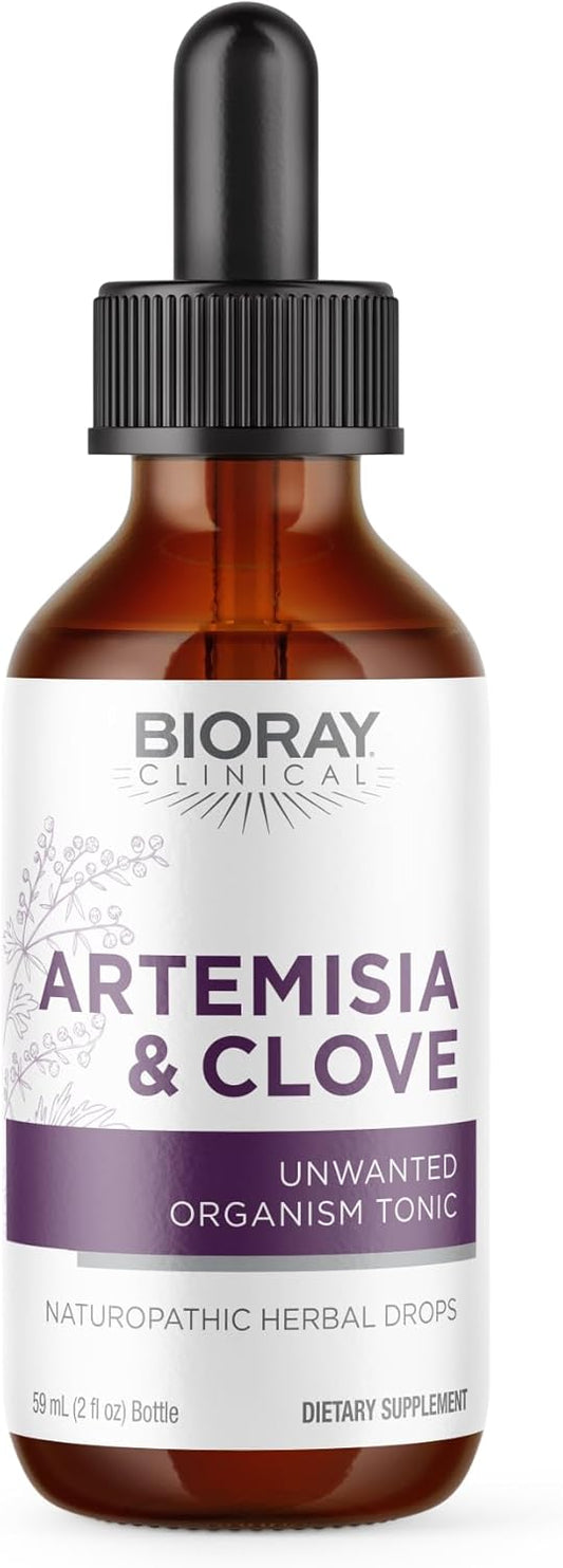 BIORAY Professional Artemisia & Clove Tincture - 2 fl oz - Supports Unwanted Organism Removal with Medicinal Mushrooms - Non-GMO, Vegetarian, Gluten Free