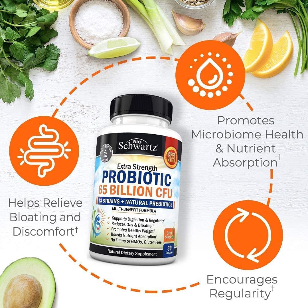 BioSchwartz Women's Daily Multivitamin and Probiotic Bundle - 30 Day Supply, 65 Billion CFU - Capsules for Women's Health