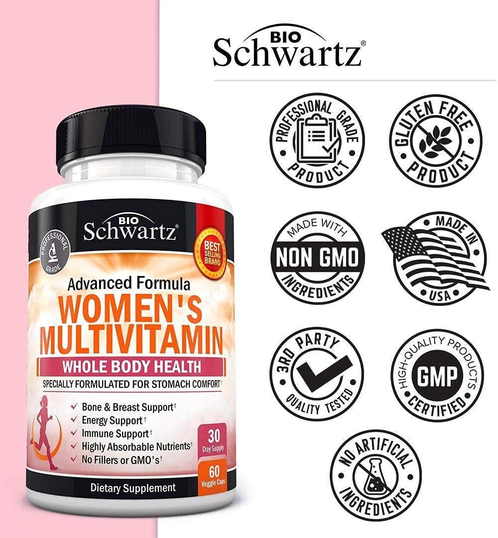 BioSchwartz Women's Daily Multivitamin and Probiotic Bundle - 30 Day Supply, 65 Billion CFU - Capsules for Women's Health