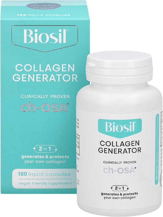 Biosil Collagen Generator Capsules - 180 Liquid Capsules - Patented ch-OSA Complex - Generate & Protect Collagen - Non-GMO - 90-Day Supply