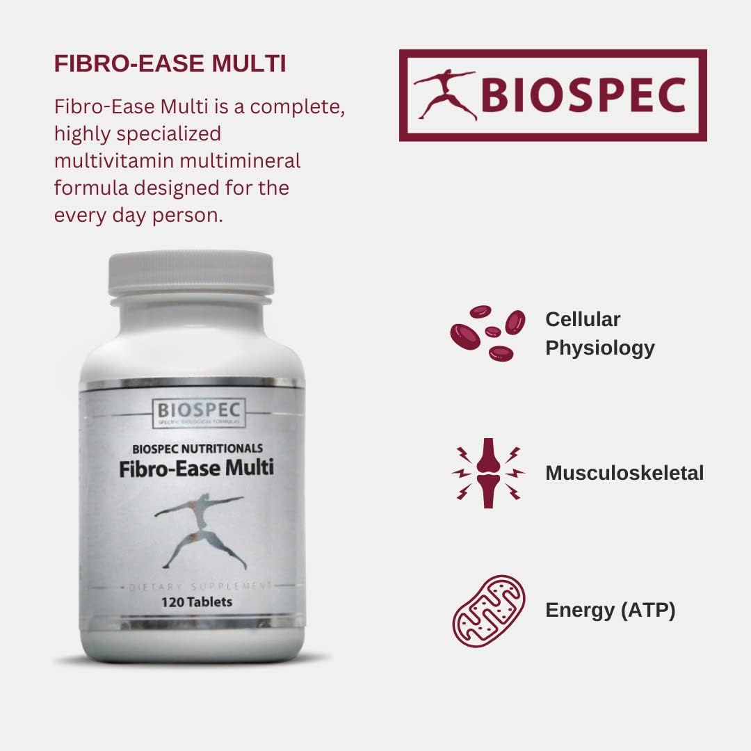 BIOSPEC NUTRITIONALS Fibro-Ease Multi: Vital Vitamins & Minerals for Energy & Health - 120 Capsules