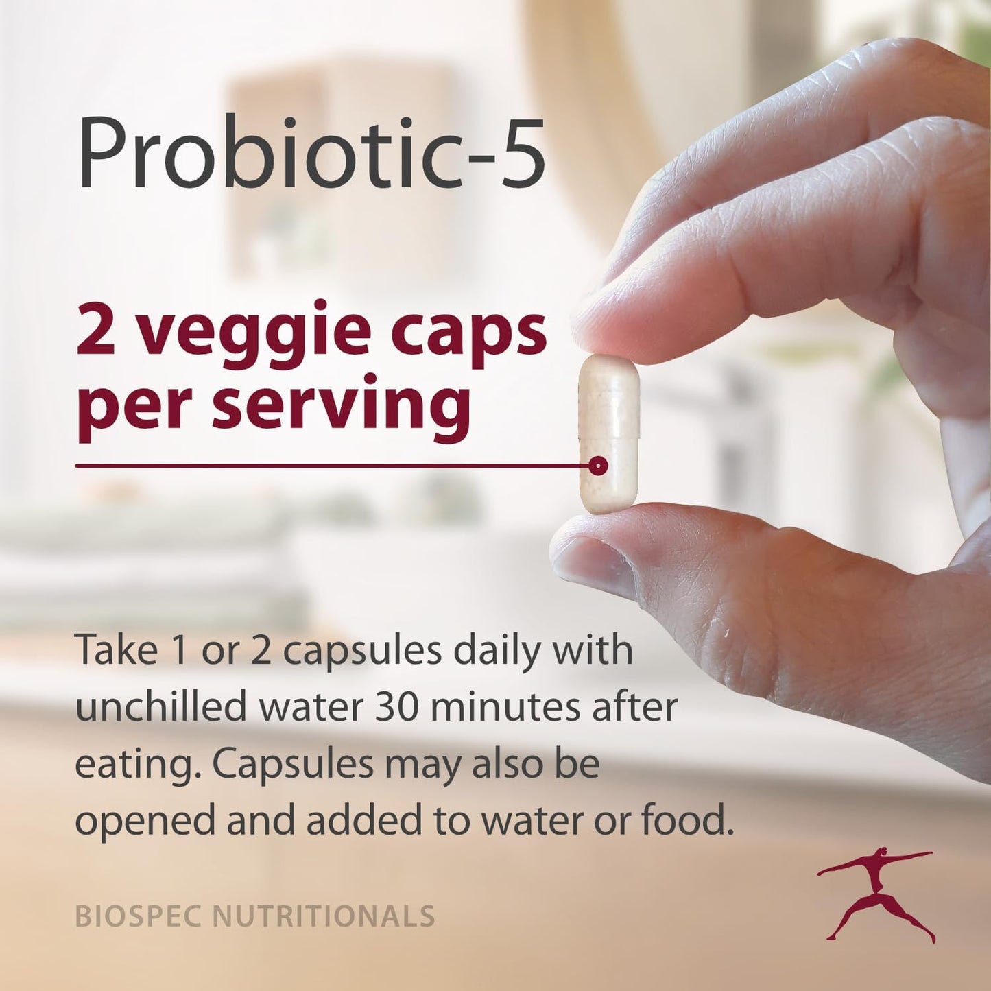 BIOSPEC NUTRITIONALS Probiotic-5 Supplement - 5 Billion Microorganisms, 5 Unique Strains per Capsule