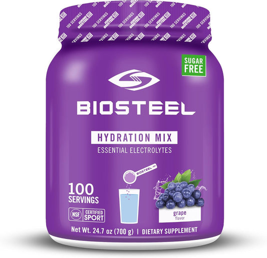BioSteel Grape Flavor Zero Sugar Hydration Mix - 100 Servings, 5 Essential Electrolytes, Great Taste