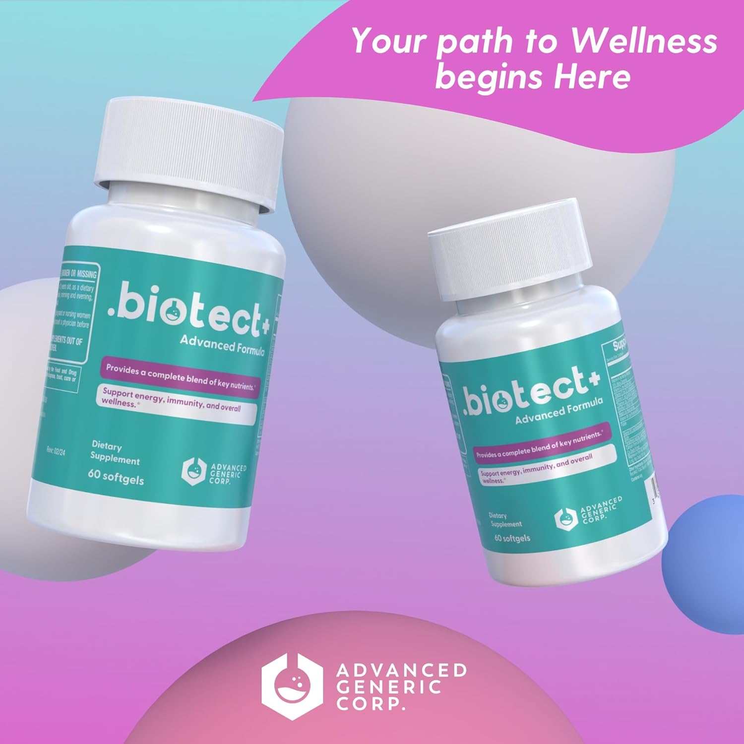 biotec+ Advanced Immune Support Formula - Daily Wellness Supplement for Energy, Immunity & Health - 60 Softgels