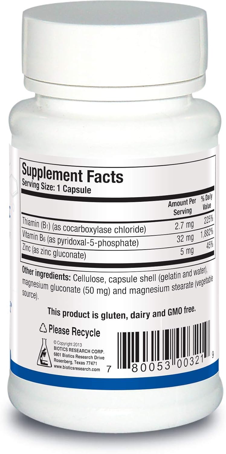 Biotics Research B6 B1 Plus Zinc: Active B Vitamin Forms, 5mg Highly Bioavailable Zinc, Supports 300+ Enzymes - 90 Capsules