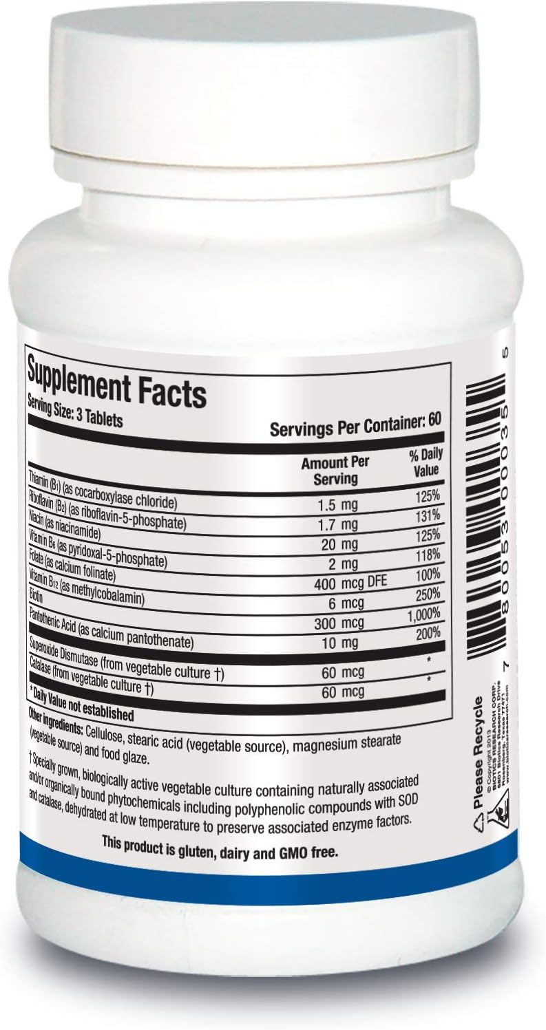Biotics Research Bio B 100 - 180 Tablets, Vitamin B Complex for Energy and Health