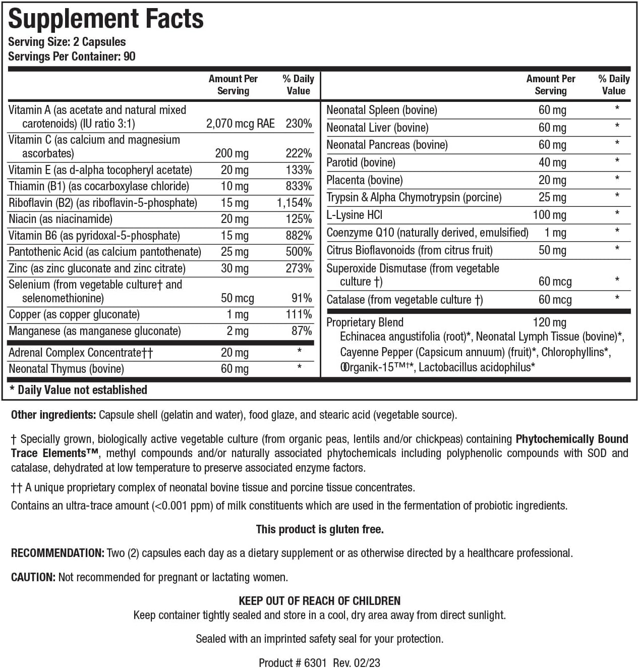 Biotics Research Bio Immunozyme Forte Multivitamin with Echinacea, Cayenne, Probiotics, and Amino Acids for Immune Support - 180 Capsules