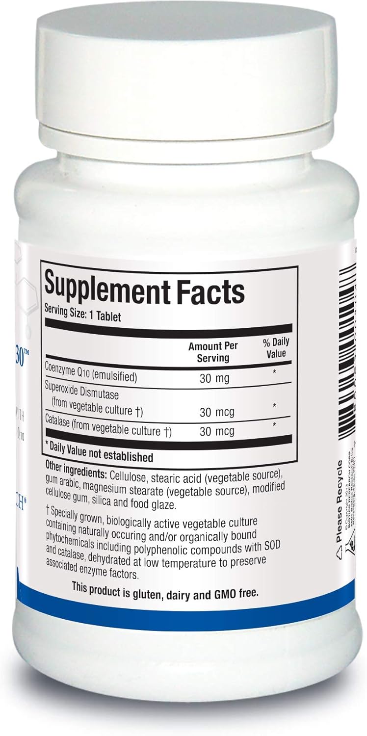 Biotics Research CoQZyme 30: Emulsified CoQ10 with Superoxide Dismutase and Catalase Antioxidants - 60 Tabs