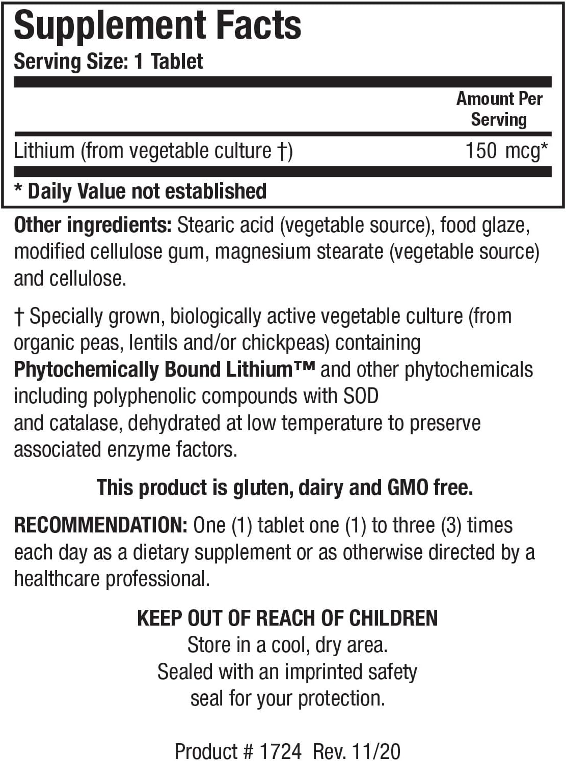 Biotics Research Li Zyme Forte 100 Tablets - Plant-Sourced Lithium for Brain Function, Memory, and Mood Support